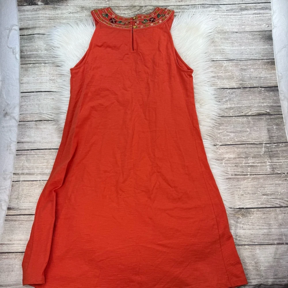 SOFT SURROUNDINGS LIDAH DRESS FLORAL EMBROIDERED FIERY ORANGE - Picture 9 of 10